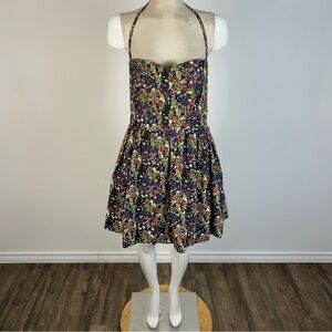 bebe Black Floral Mini Removable Strap/ Strapless Dress M